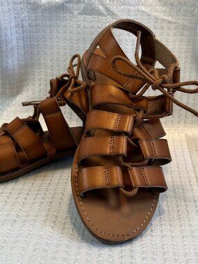 Vintage Faded Glory Vegan Leather Flat Gladiator Sandals size 7